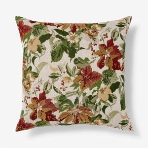 Threshold Studio McGee Woven Holiday Floral Square Throw Pillow Red/Green/Cream
